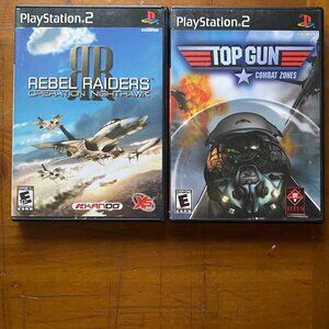PLaystation 2 Gmes Rebel Raiders Operation NightHawk & Top Gun Cobat Zones ps2